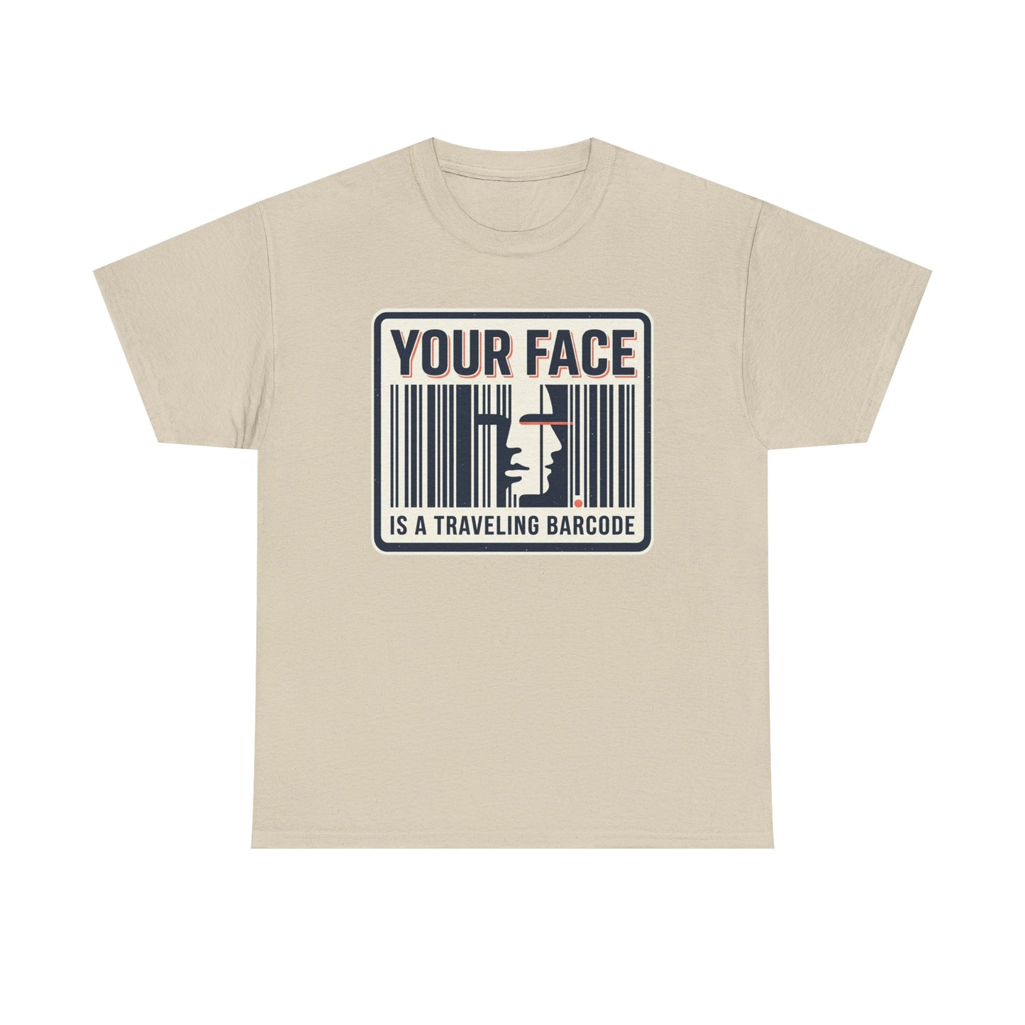 "Your Face Is a Traveling Barcode" Graphic Tee