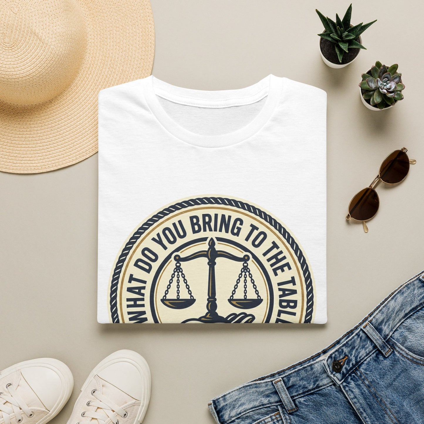 “What Do You Bring to the Table?” Legal Support & Balance T-Shirt-Scales of Justice Tee