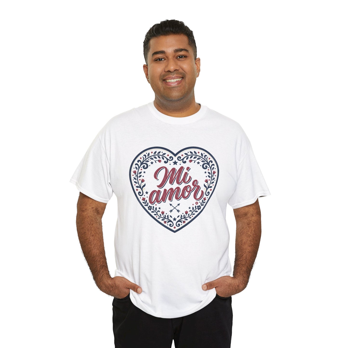 Mi Amor Heart T-Shirt — Romantic Floral Graphic Tee for Valentine’s Day