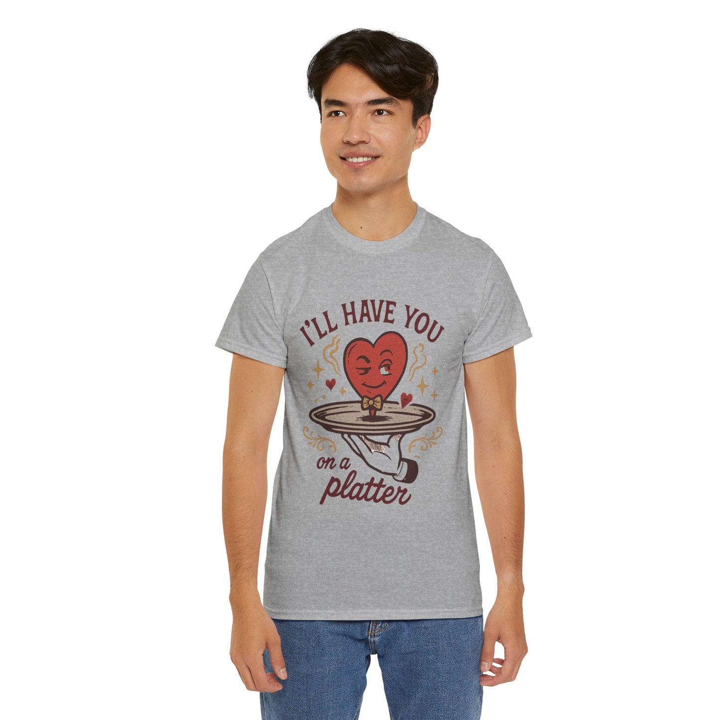 Valentine Heart on a Platter T-Shirt — I'll Have You on a Platter Cute Romantic Tee
