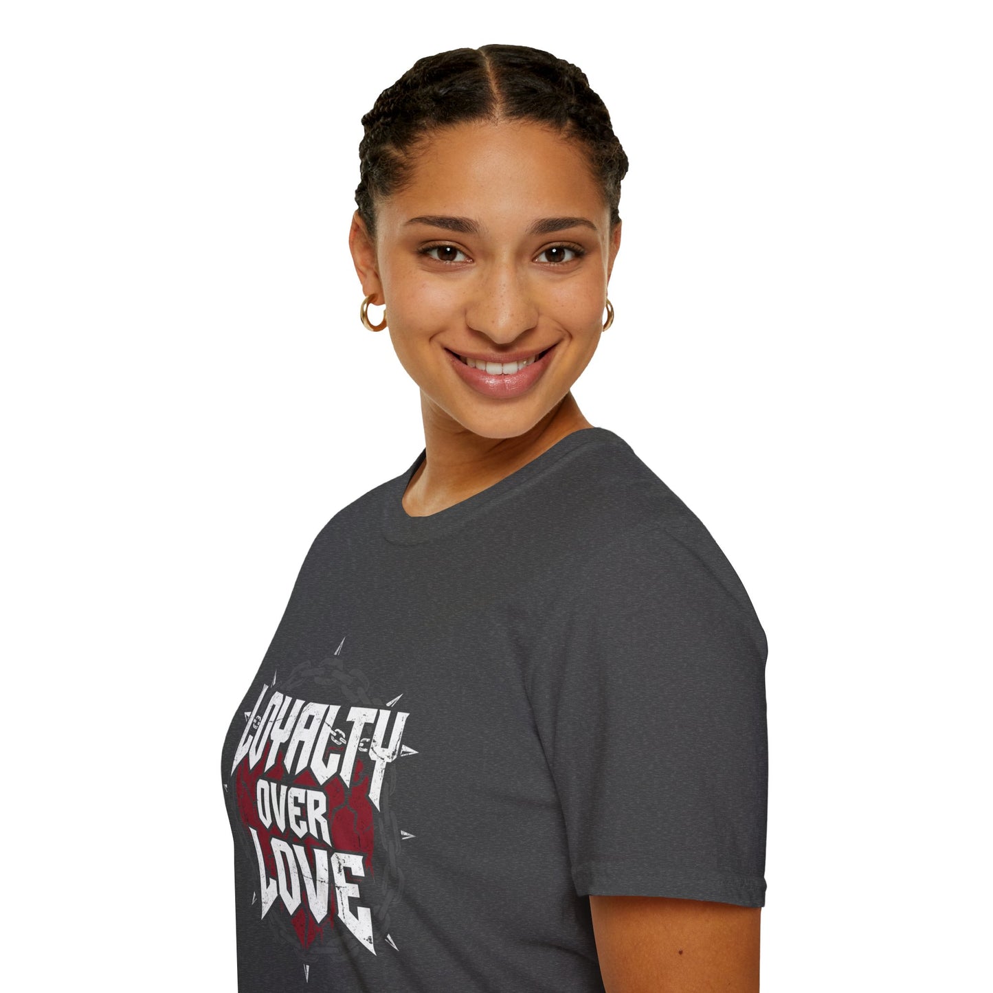Loyalty Over Love T-Shirt — Edgy Heart & Chain Graphic Tee
