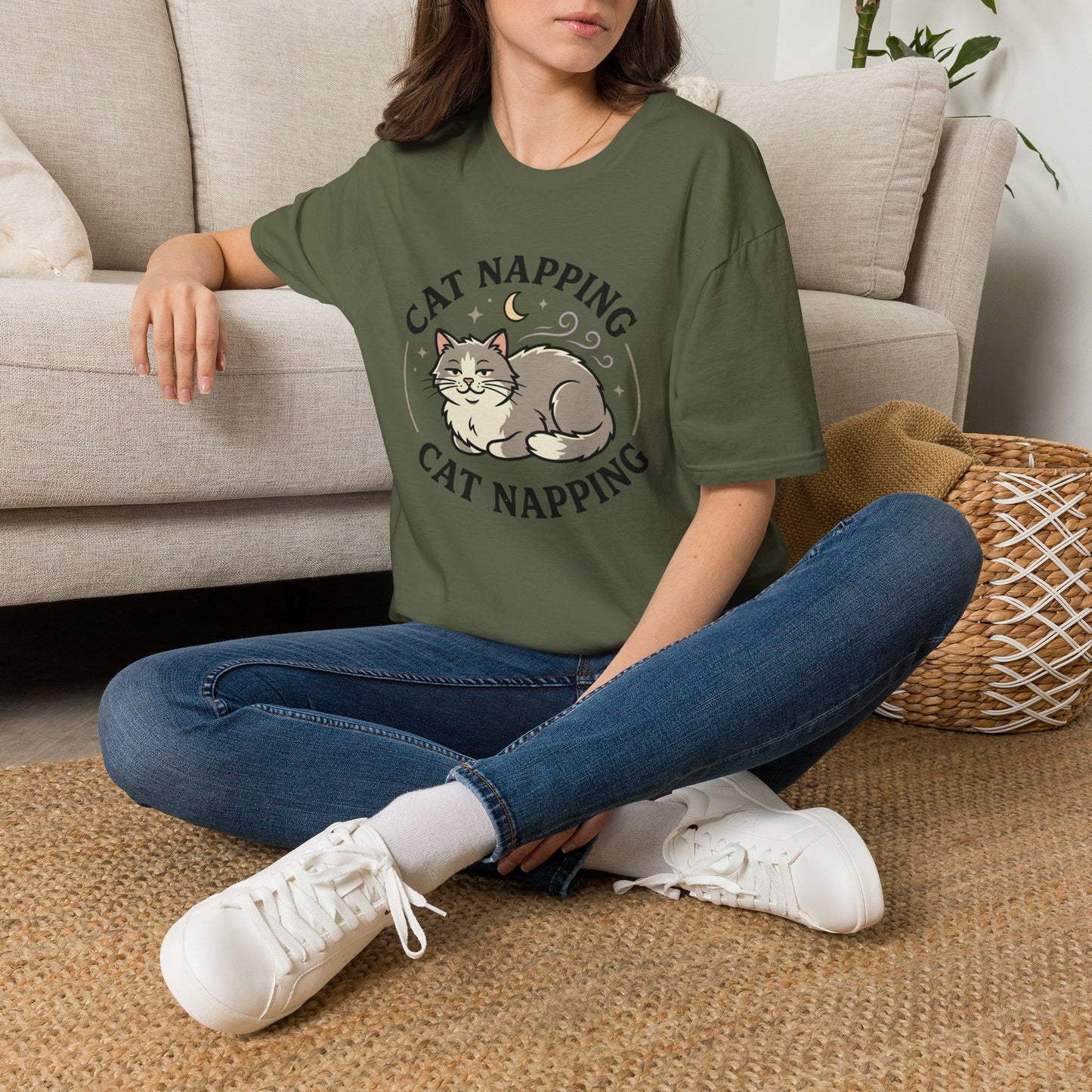 Cat Napping T-Shirt — Cute Sleeping Cat Graphic Tee for Cat Lovers