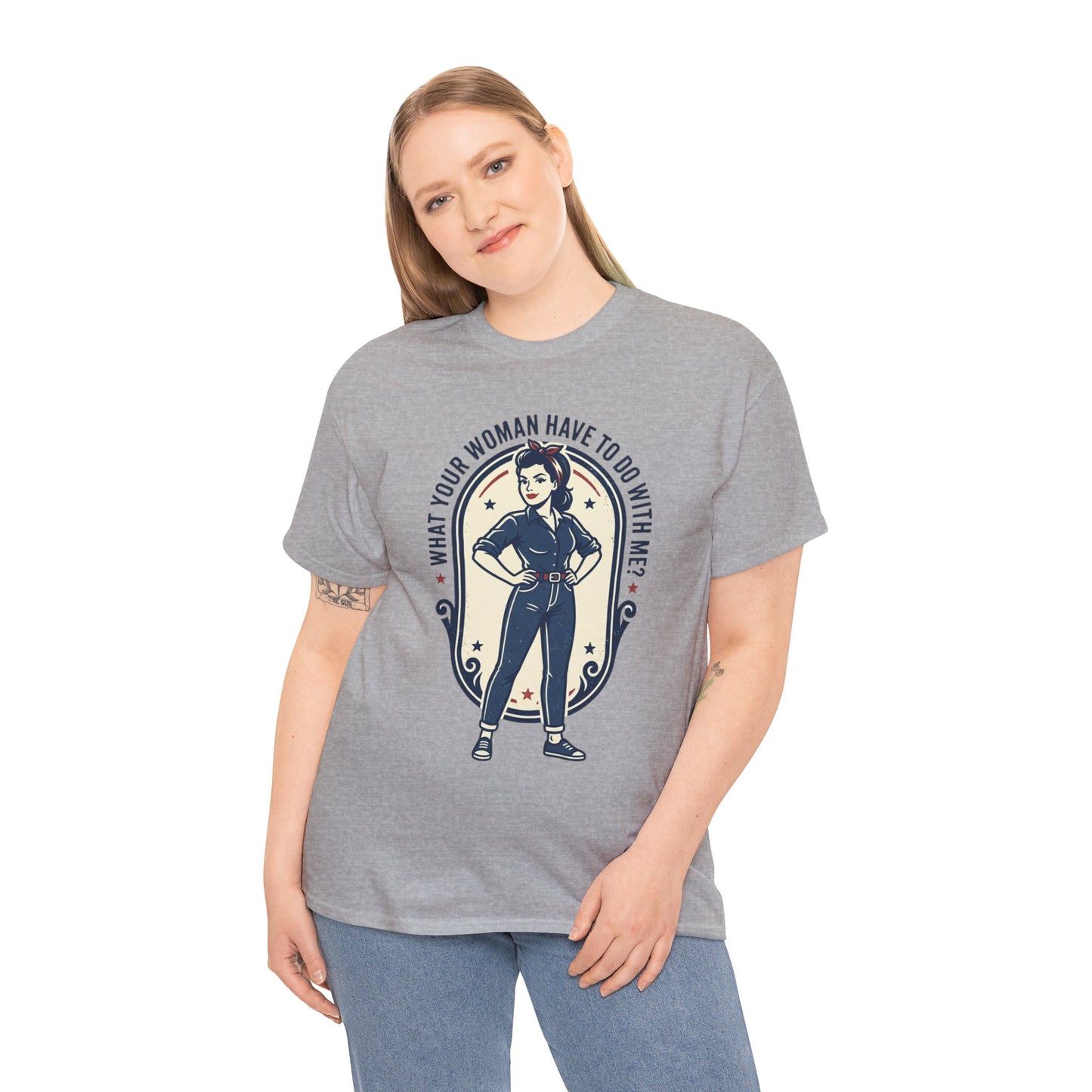 'What Your Woman Have To Do With Me?' Retro Pin-Up Graphic Tee