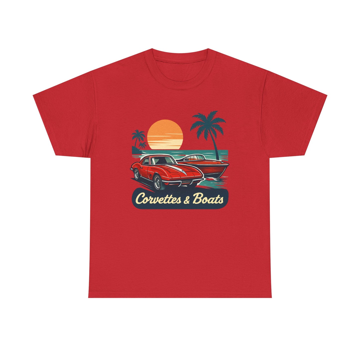 Corvettes & Boats Retro Sunset T‑Shirt