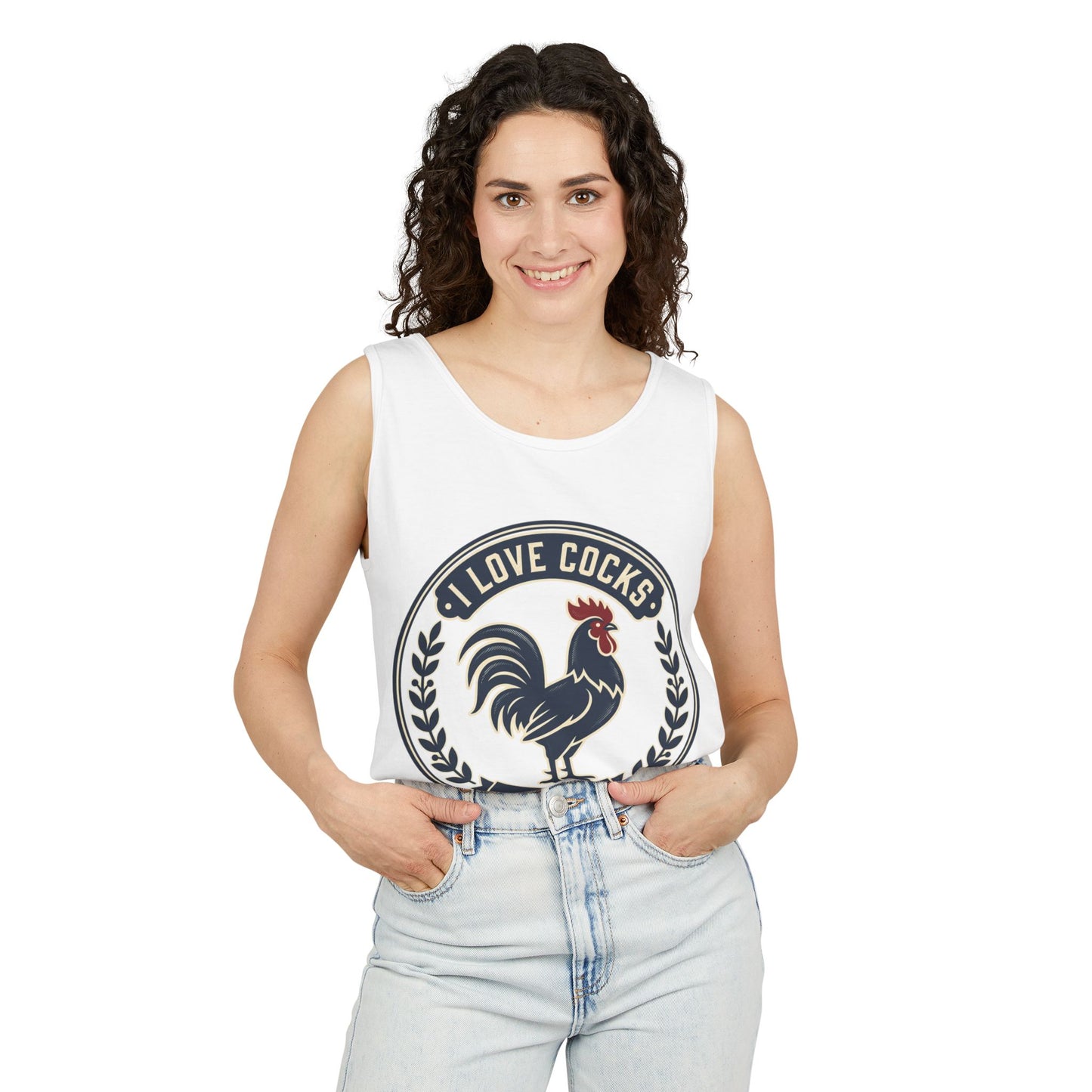 I Love Cocks Rooster Tank — Vintage Farmyard Graphic Tank Top