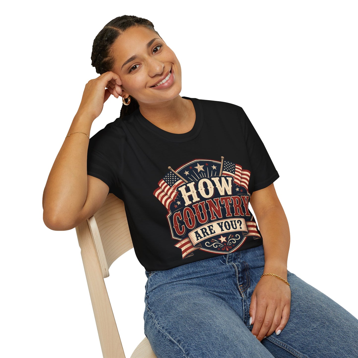How Country Are You? T-Shirt — Vintage American Flag Country Graphic Tee