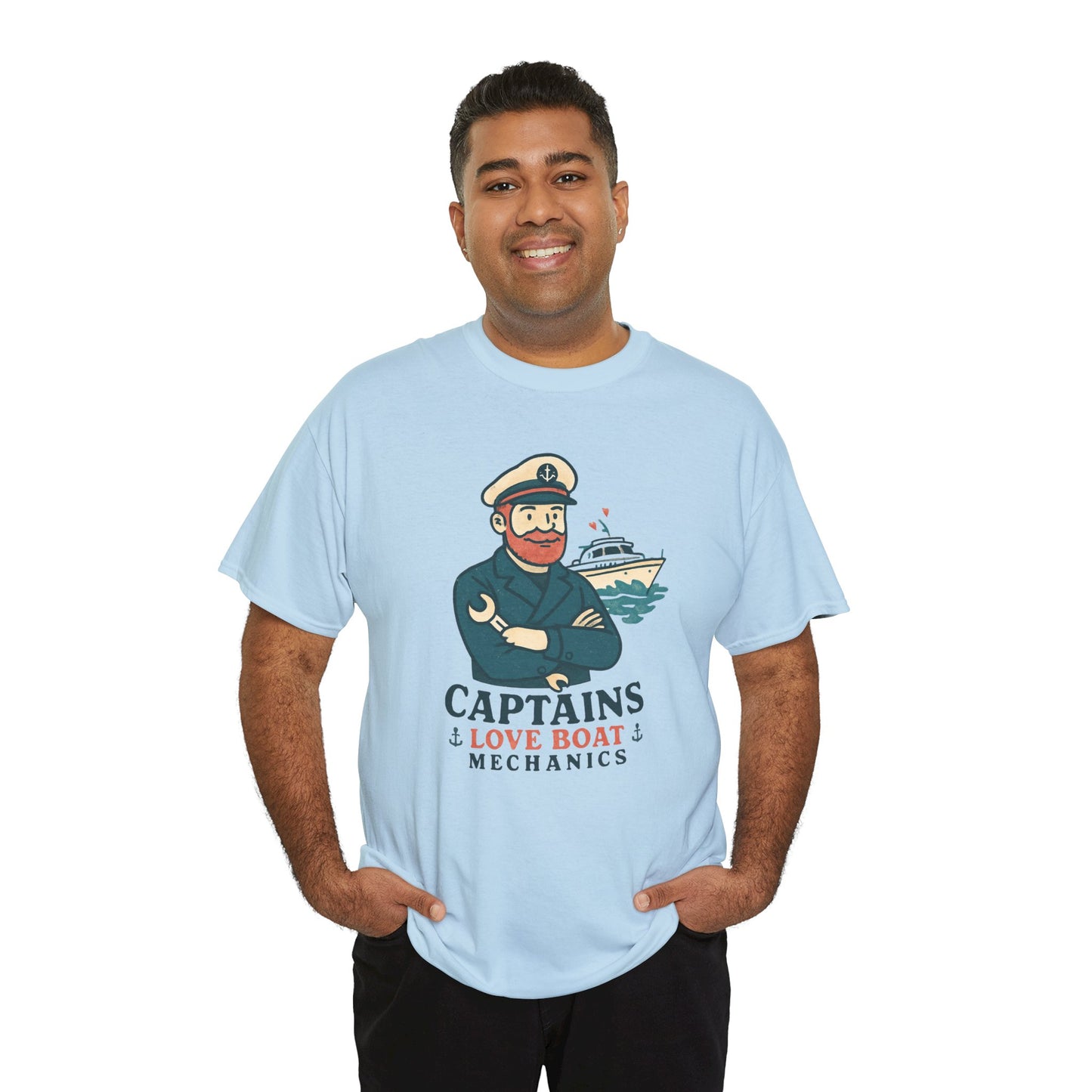 Captain Mechanics T‑Shirt — "Captains Love Boat Mechanics" Nautical Crew Tee