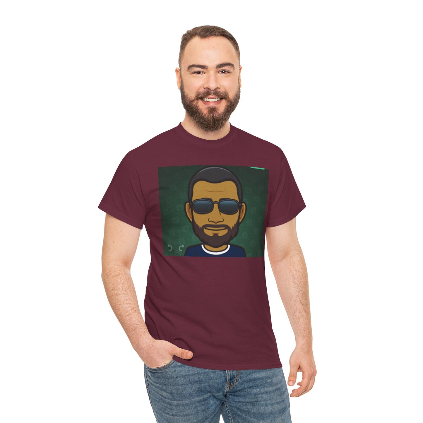Bitmoji Portrait Tee — Cool Sunglasses Avatar Graphic T-Shirt Printify