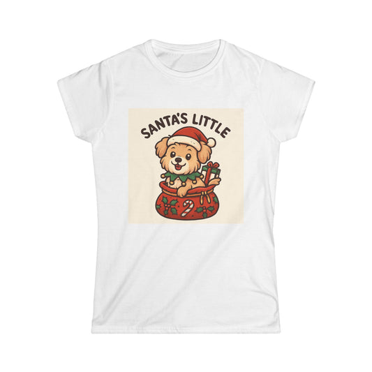 Santa's Little Puppy Tee — Cute Christmas Dog Holiday T‑Shirt for Women