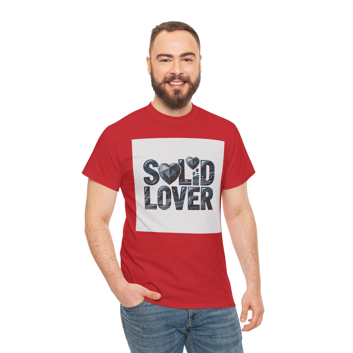 Solid Lover T‑Shirt — Bold Heart Typography Tee for Couples & Romance