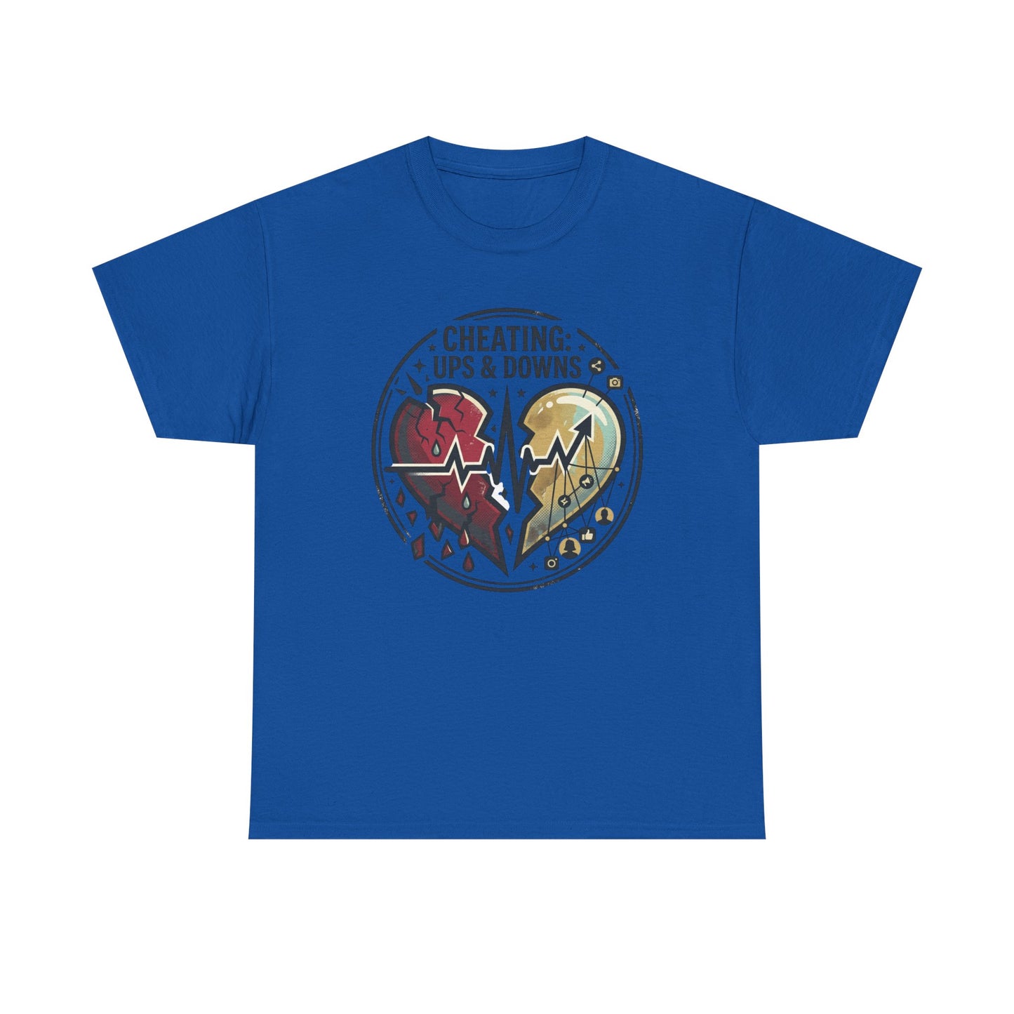Cheating: Ups & Downs Broken Heart Graphic Tee Printify
