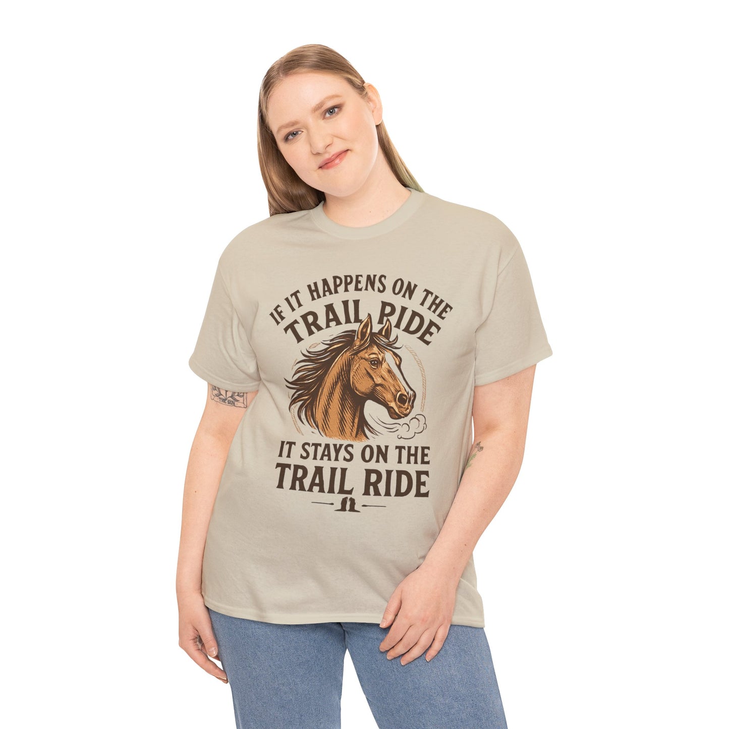 Trail Ride T-Shirt — "If It Happens On The Trail Ride, It Stays On The Trail Ride" Horse Tee