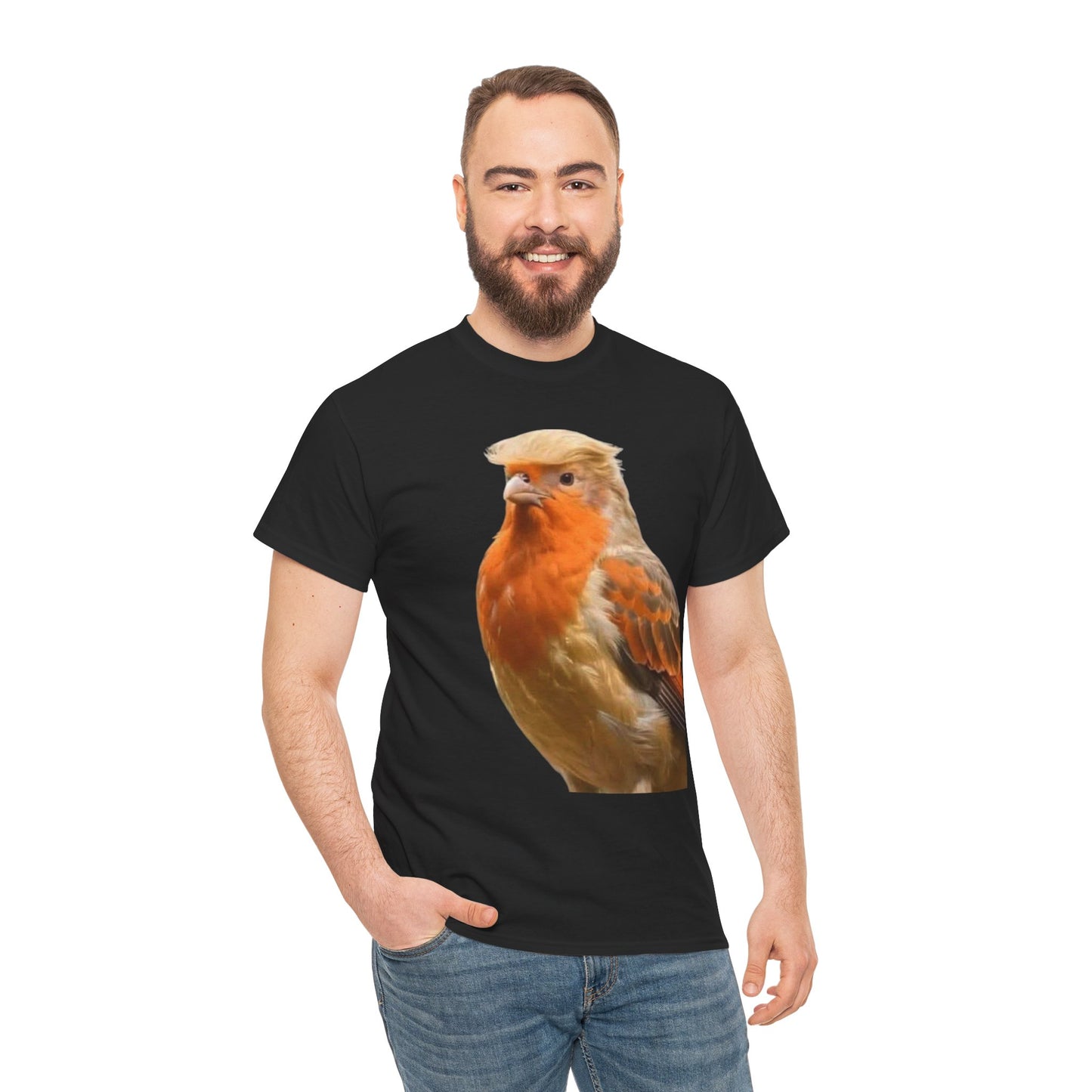 Robin Illustration T-Shirt — Cute Red-Breast Bird Graphic Tee