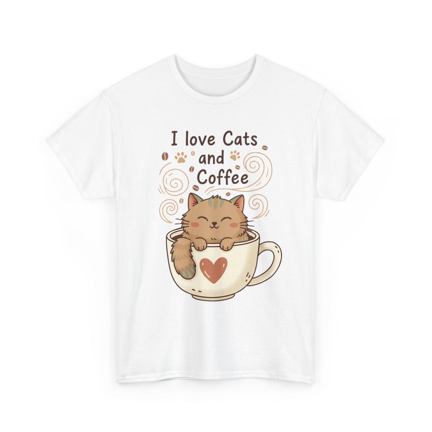 Cat and Coffee T‑Shirt — "I Love Cats and Coffee" Cute Cat in Mug Tee