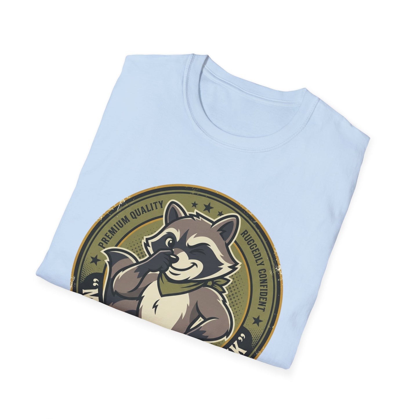 Raccoon Badge T-Shirt — "My Shit Doesn't Stink" Funny Graphic Tee Printify