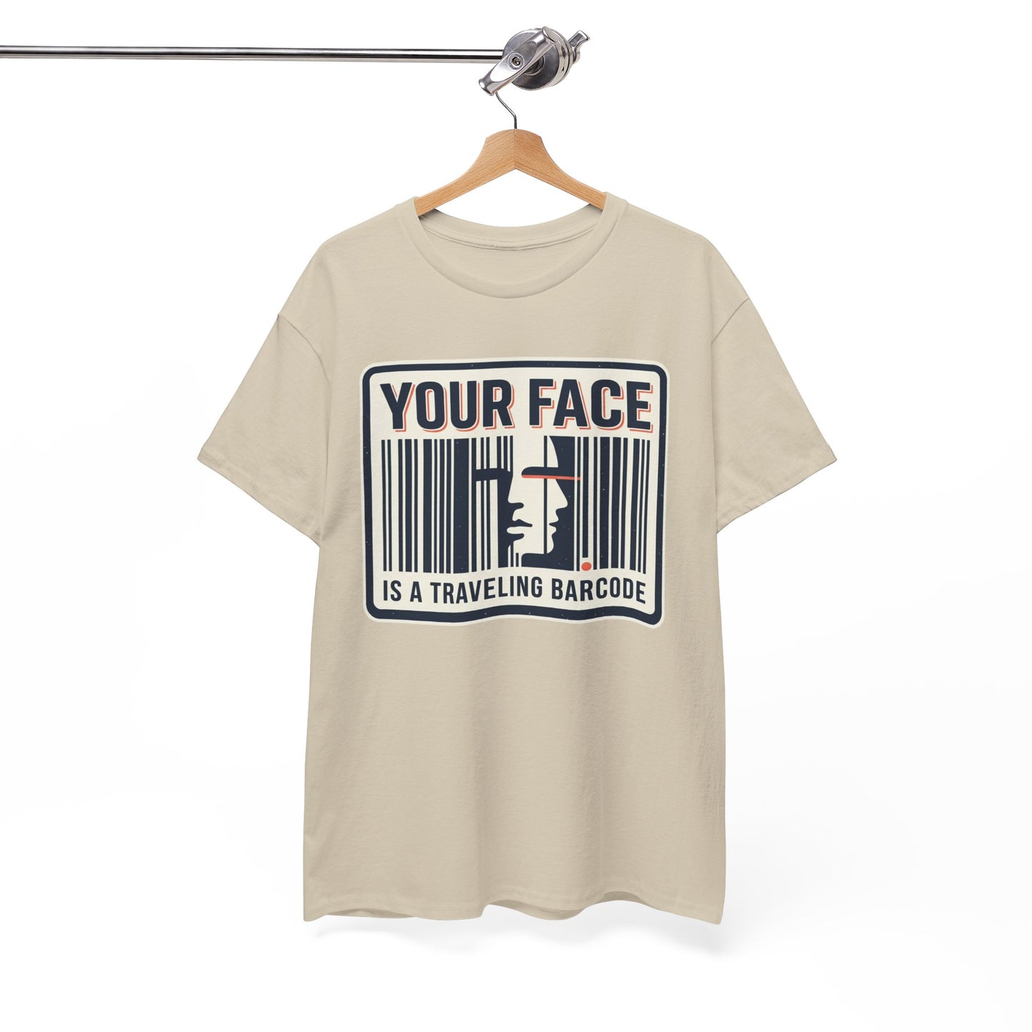 "Your Face Is a Traveling Barcode" Graphic Tee