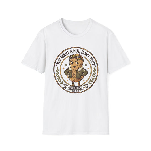Vintage Mascot Peanut T-Shirt — "You Want a Nut, Don't You?" Retro Graphic Tee Printify