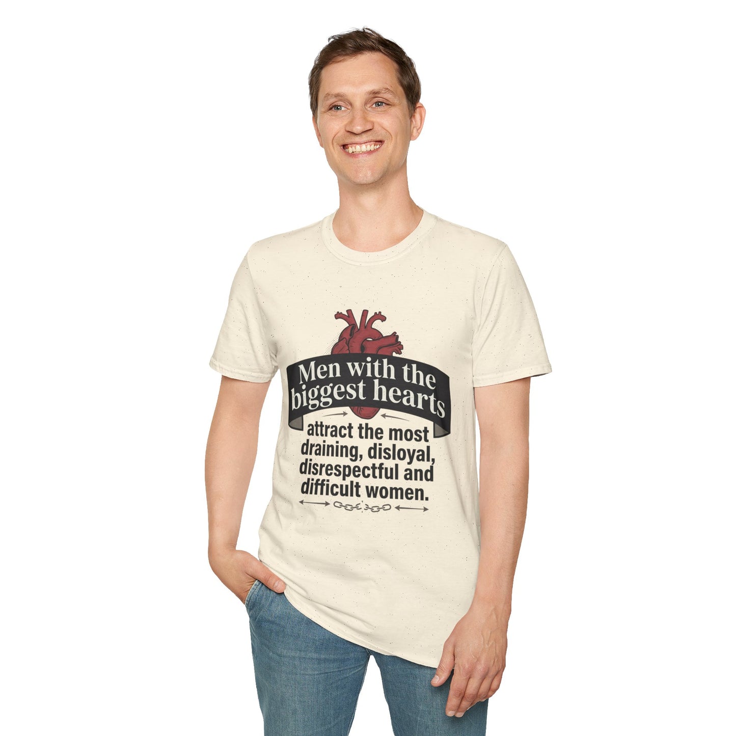 "Men with the Biggest Hearts" Funny Sarcastic Graphic Tee Printify