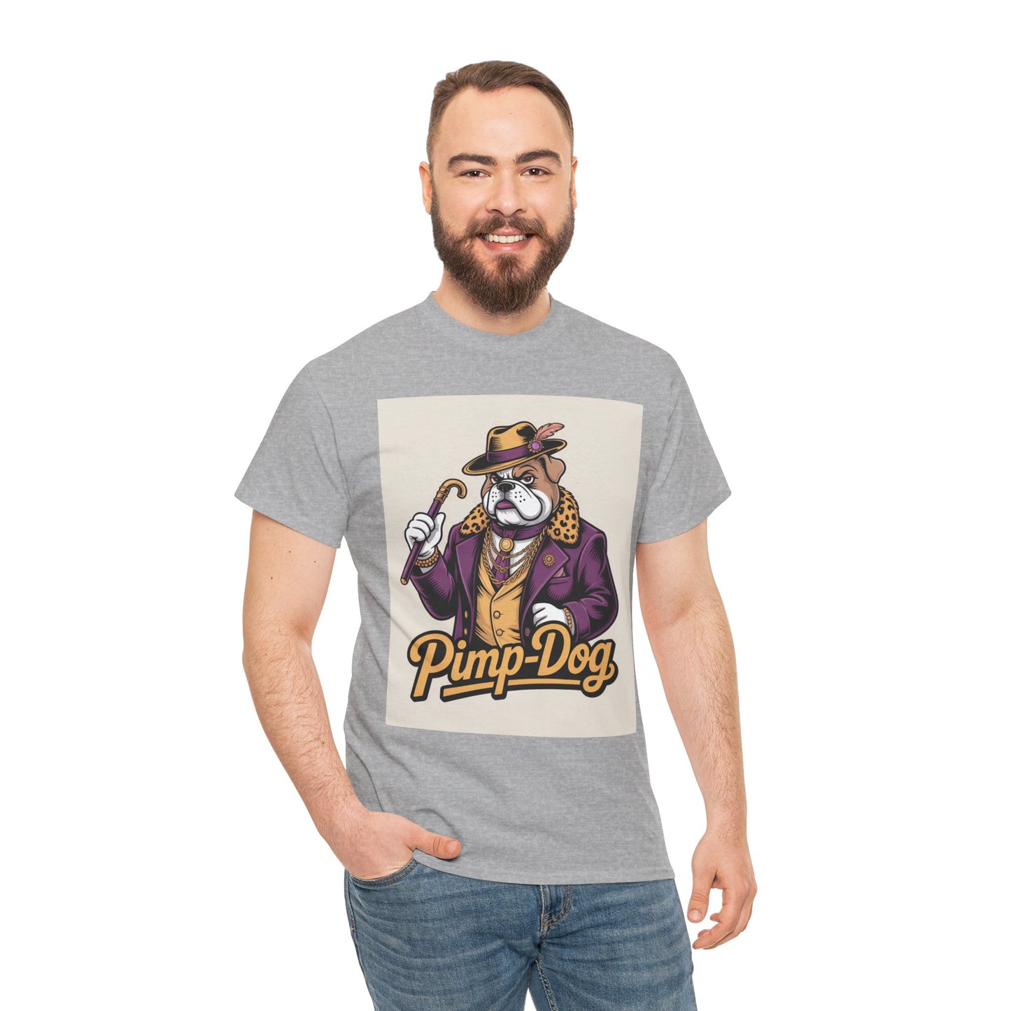 Pimp-Dog Graphic Tee — Retro Bulldog Character Shirt Printify
