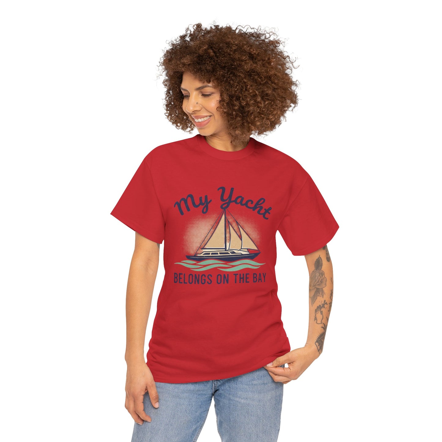 Sailboat Graphic Tee - "My Yacht Belongs on the Bay" Casual Nautical T-Shirt