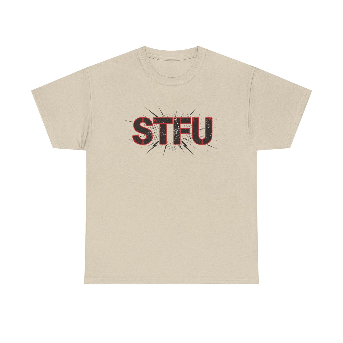 STFU Graphic Tee — Bold Distressed Text Shirt for Statement Style Printify