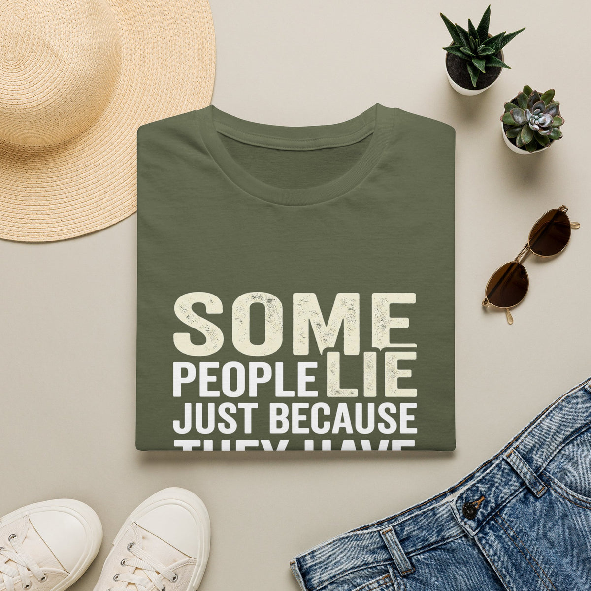 "Some People Lie Just Because They Have Lips" Funny Sarcastic Tee-Graphic T-Shirt