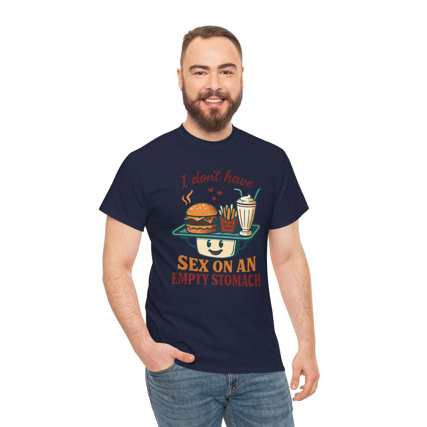 "I Don't Have Sex on an Empty Stomach" Burger & Milkshake Funny T-Shirt