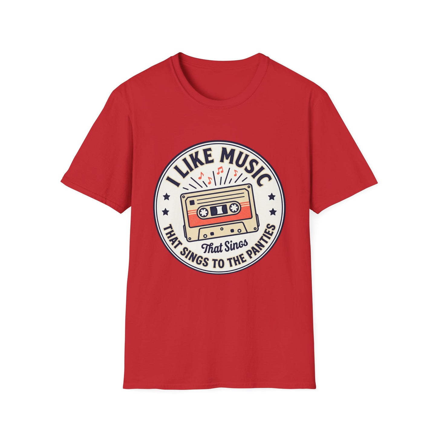 Retro Cassette T-Shirt — "I Like Music That Sings to the Pants" Vintage Music Tee