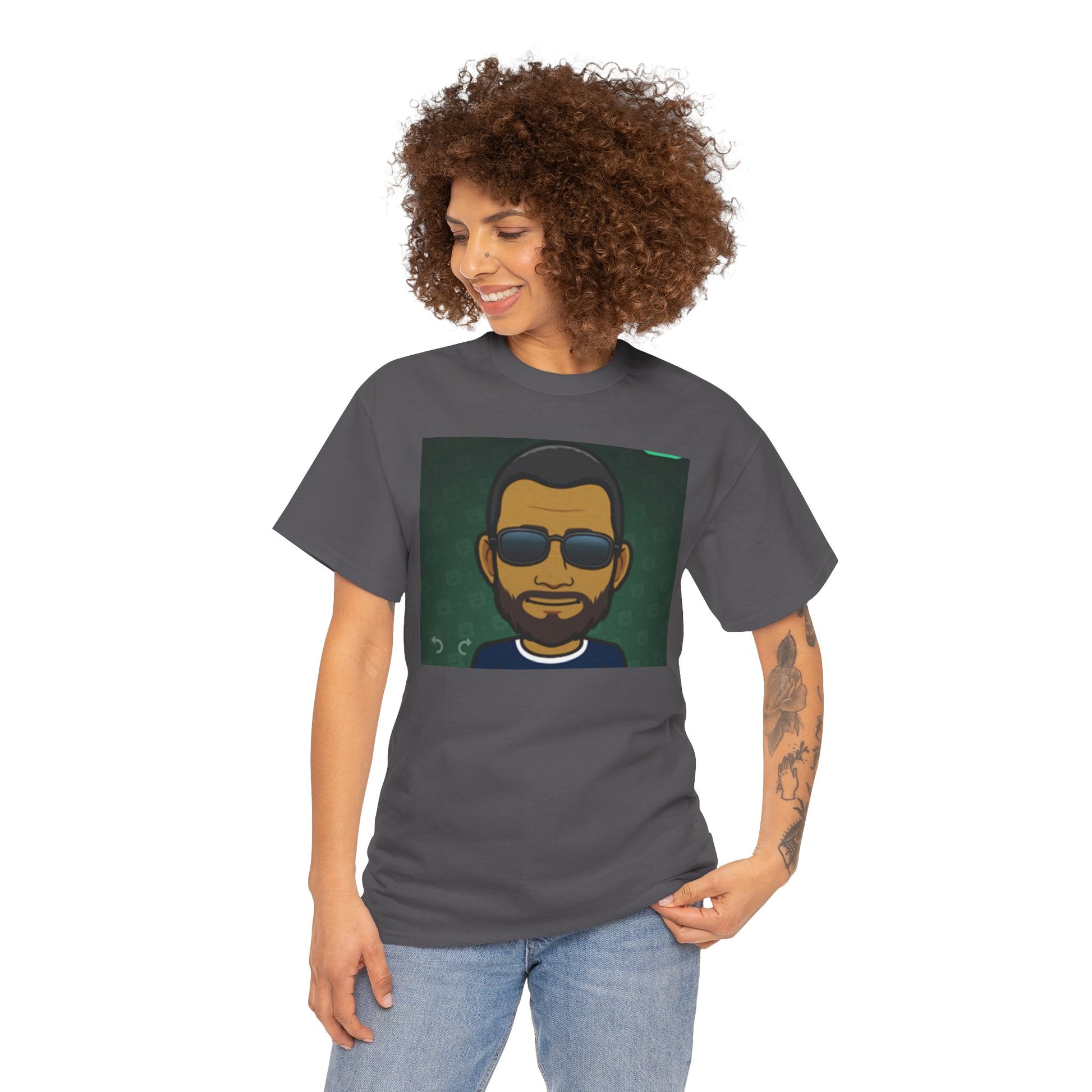 Bitmoji Portrait Tee — Cool Sunglasses Avatar Graphic T-Shirt Printify