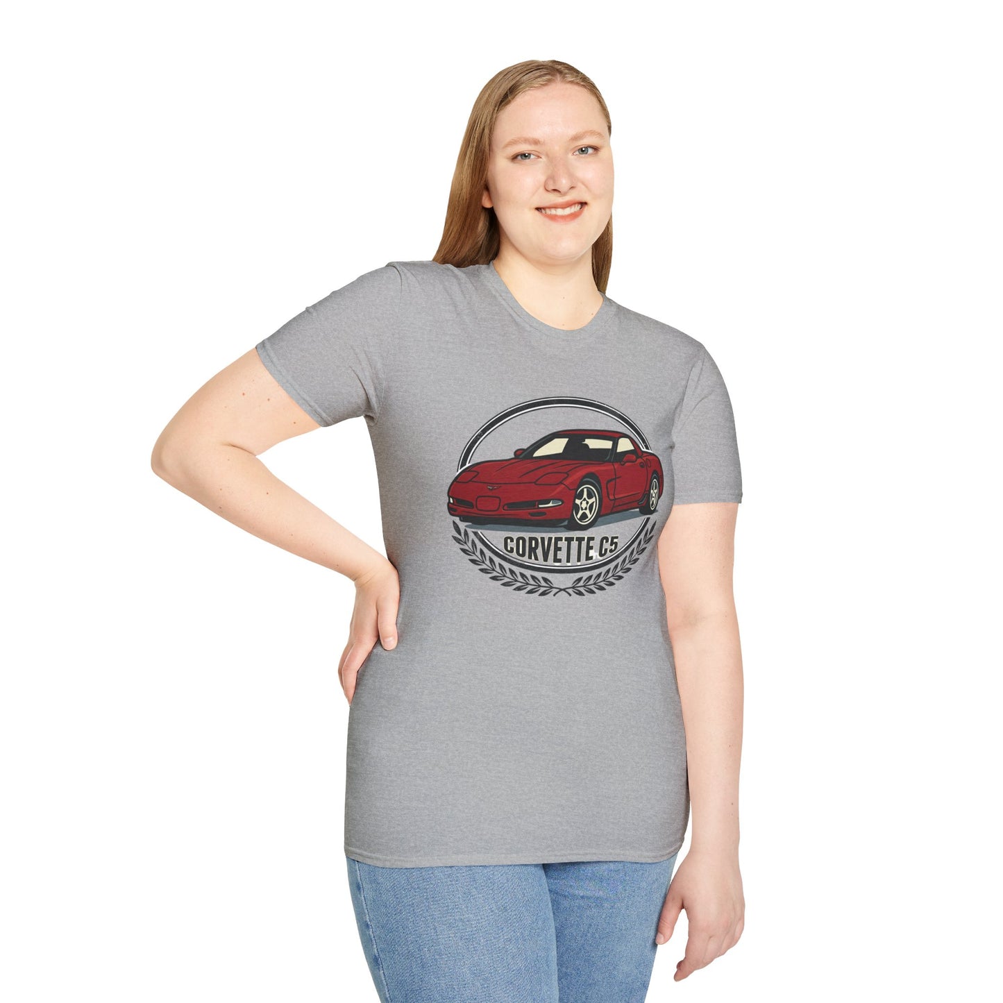 Corvette C5 T-Shirt – Classic Red Sports Car Crewneck for Car Enthusiasts