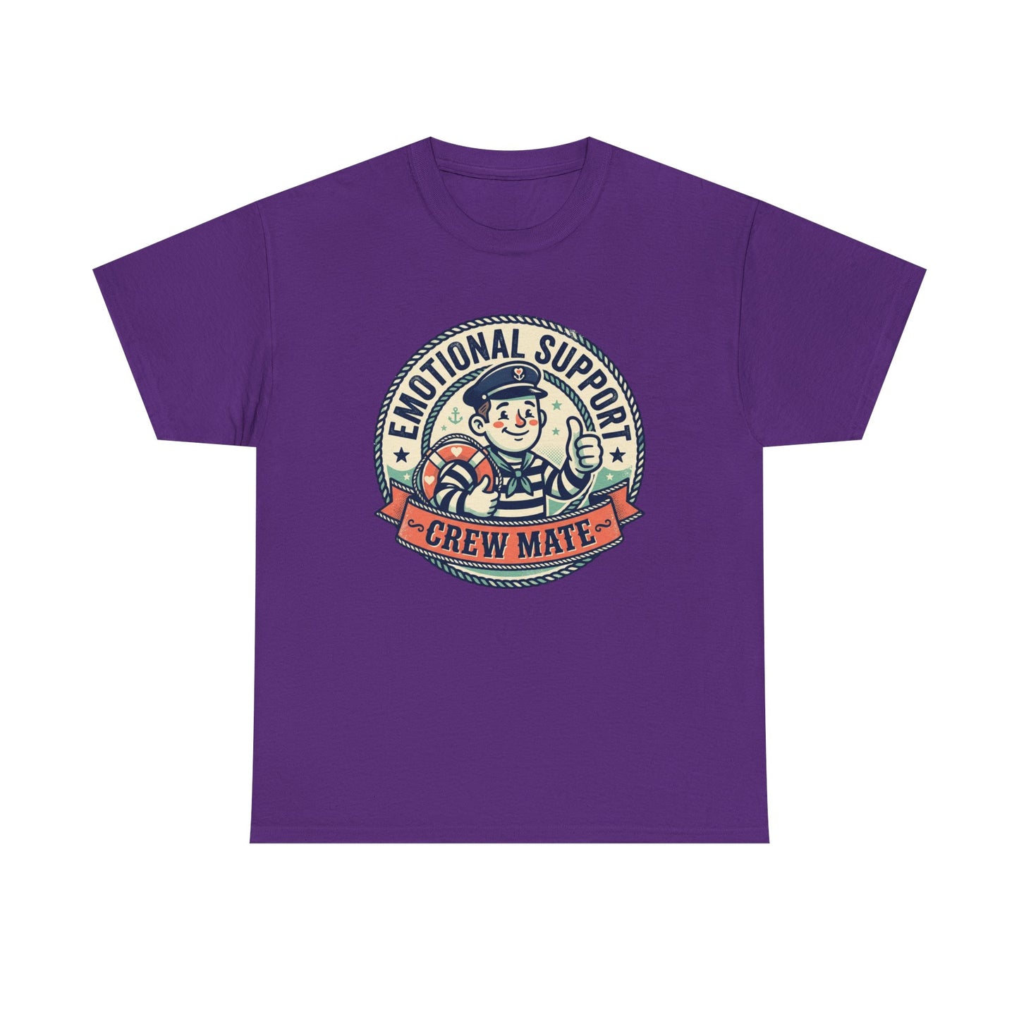 Emotional Support Crew Mate T‑Shirt — Retro Nautical Crewmate Tee Printify