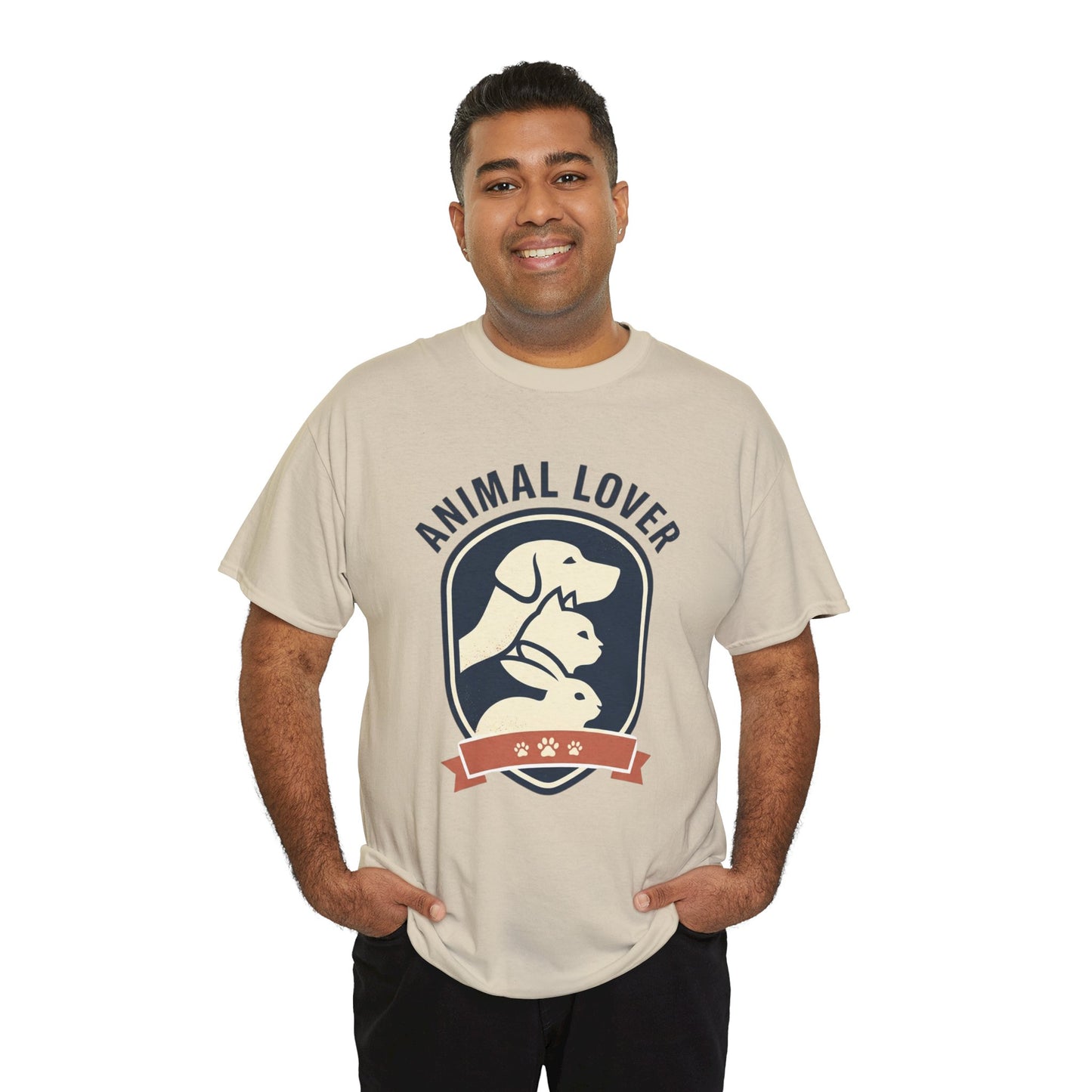 Animal Lover T-Shirt — Retro Pet Badge Tee (Dogs & Cats)