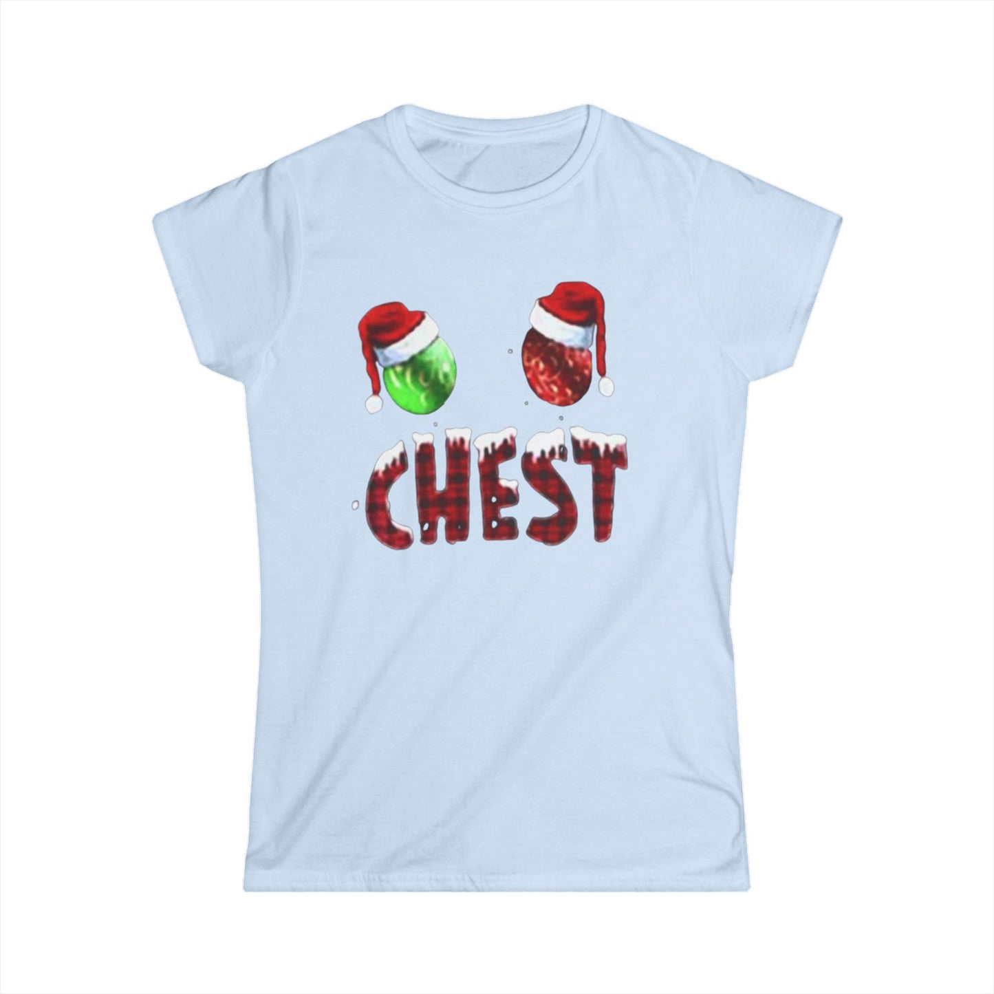 Chest Christmas Tee — Festive Ornaments & Santa Hats Holiday Shirt