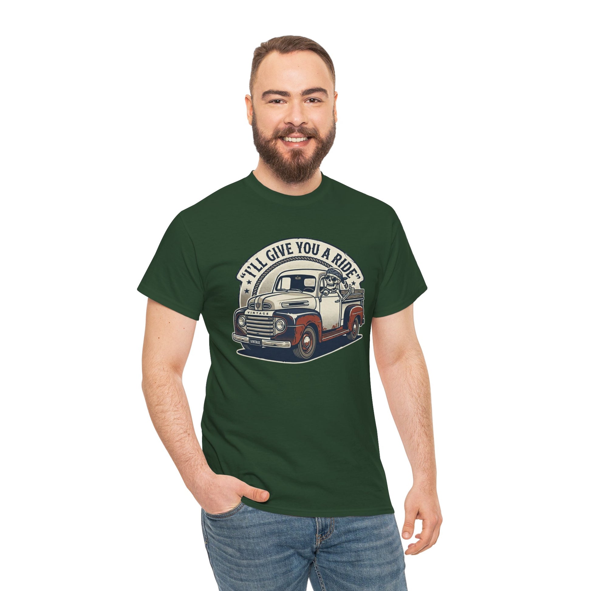Vintage Pickup Truck T-Shirt — “I’ll Give You a Ride” Classic Retro Tee Printify