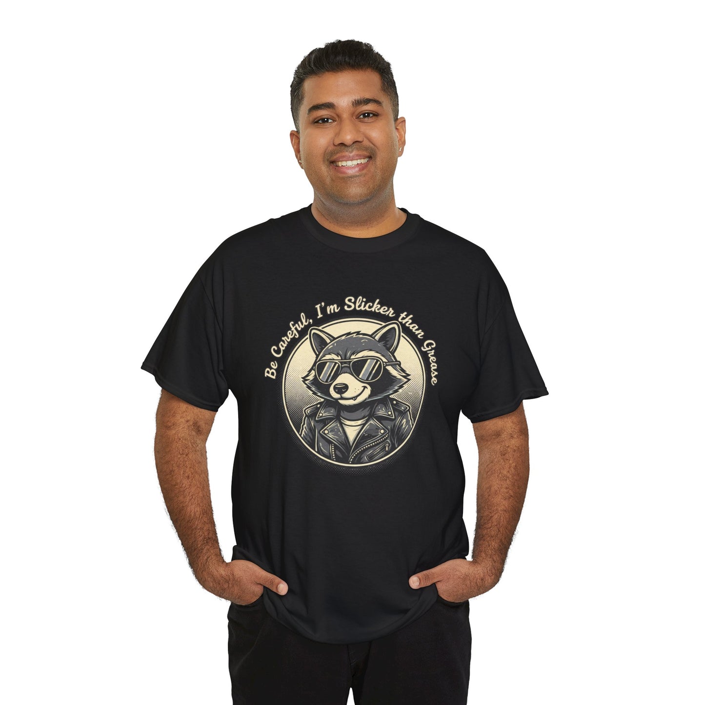 Raccoon Detective Graphic Tee — "Be Careful I’m Watching Your Snacks" Vintage Badge T-Shirt