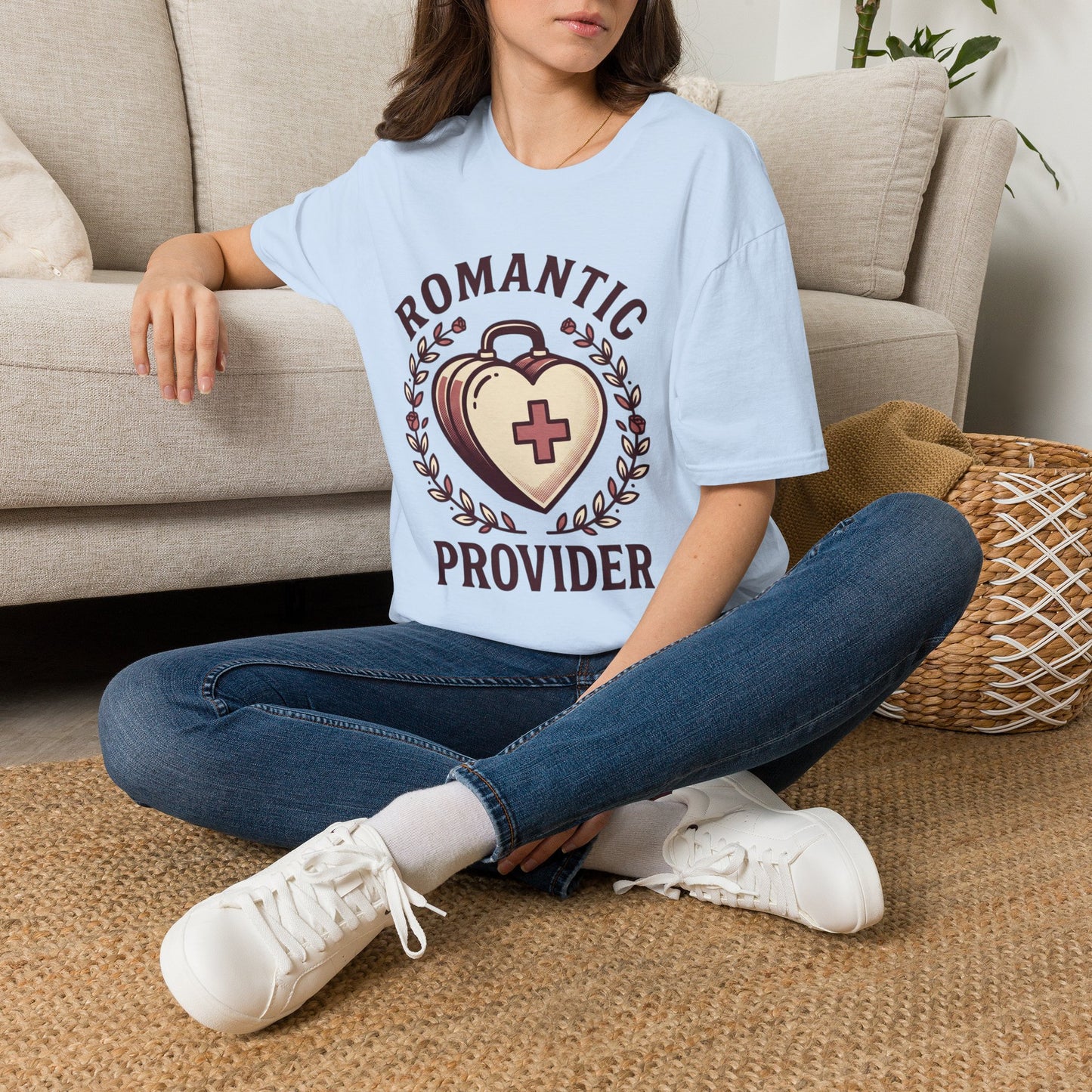Romantic Provider T-Shirt — Heart Medical Badge Vintage Nurse Love Tee