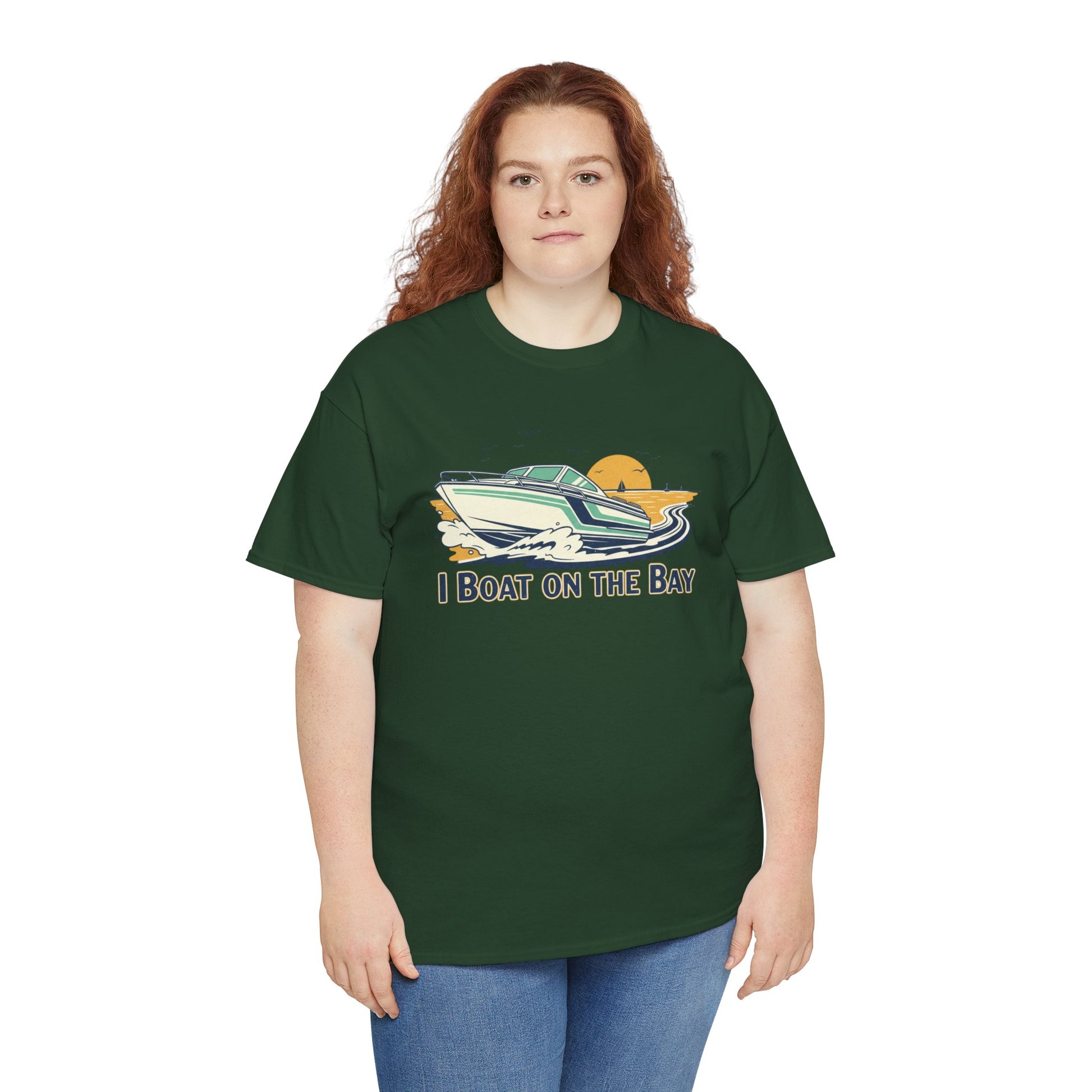 Boat on the Bay T-Shirt — Retro Motorboat Sunset Tee Printify