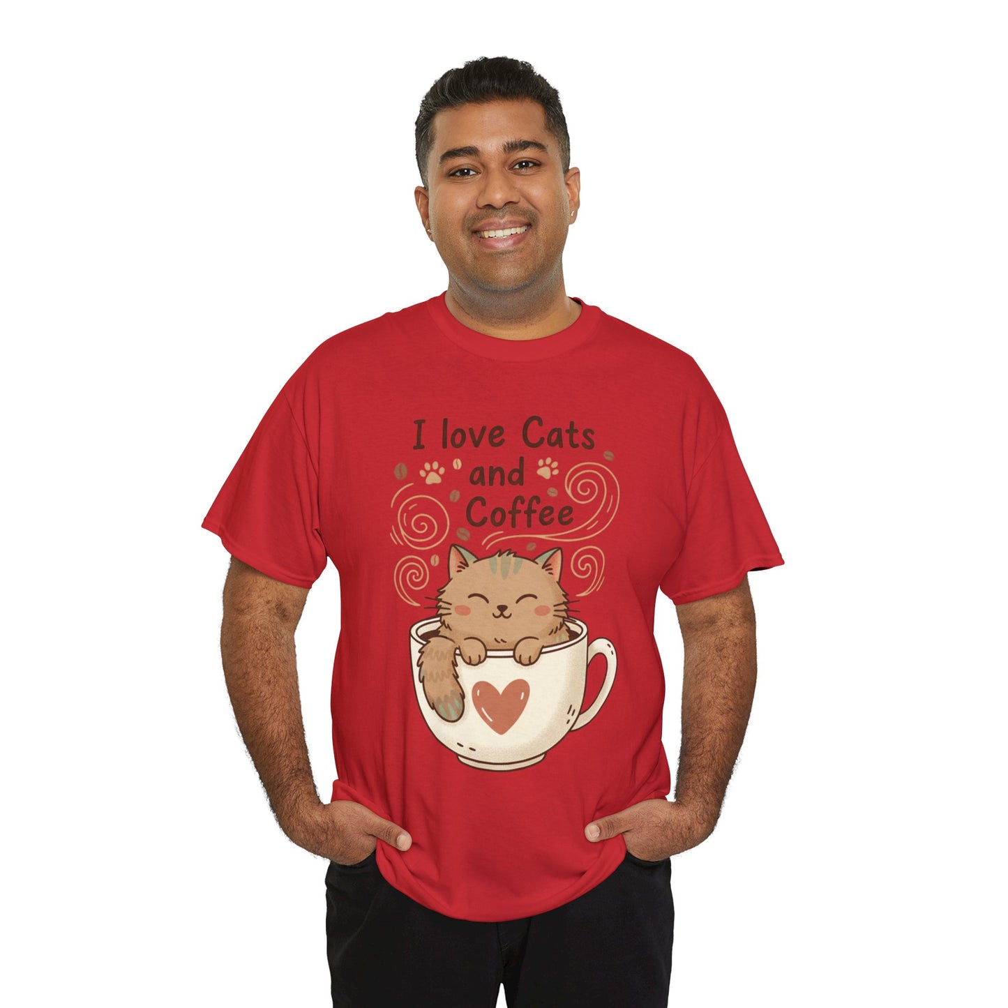 Cat and Coffee T‑Shirt — "I Love Cats and Coffee" Cute Cat in Mug Tee