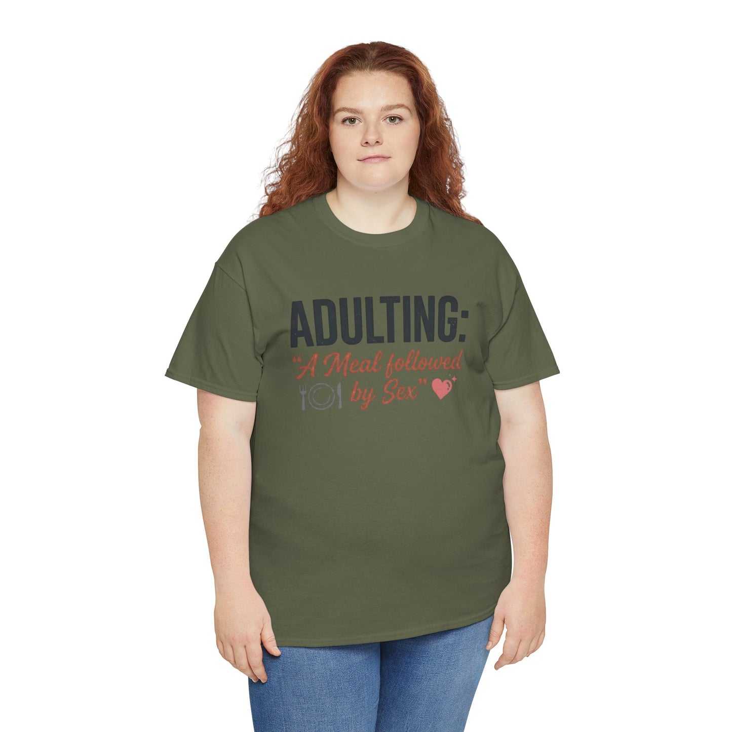 Adulting T‑Shirt – "Adulting: A Meal Followed by Sex" Funny Graphic Tee Printify