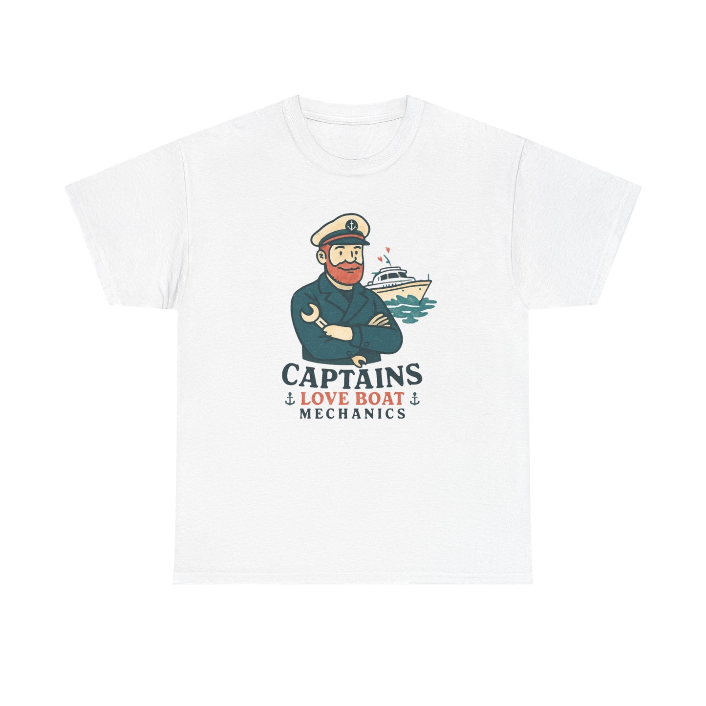 Captain Mechanics T‑Shirt — "Captains Love Boat Mechanics" Nautical Crew Tee
