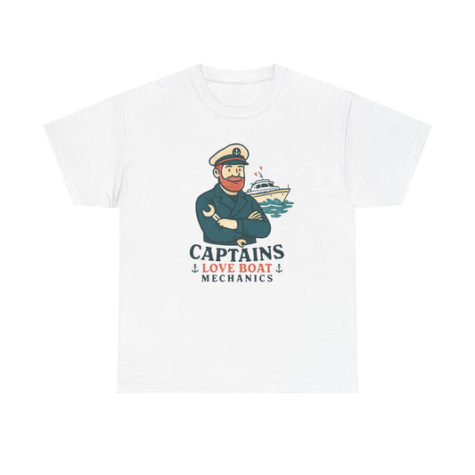 Captain Mechanics T‑Shirt — "Captains Love Boat Mechanics" Nautical Crew Tee