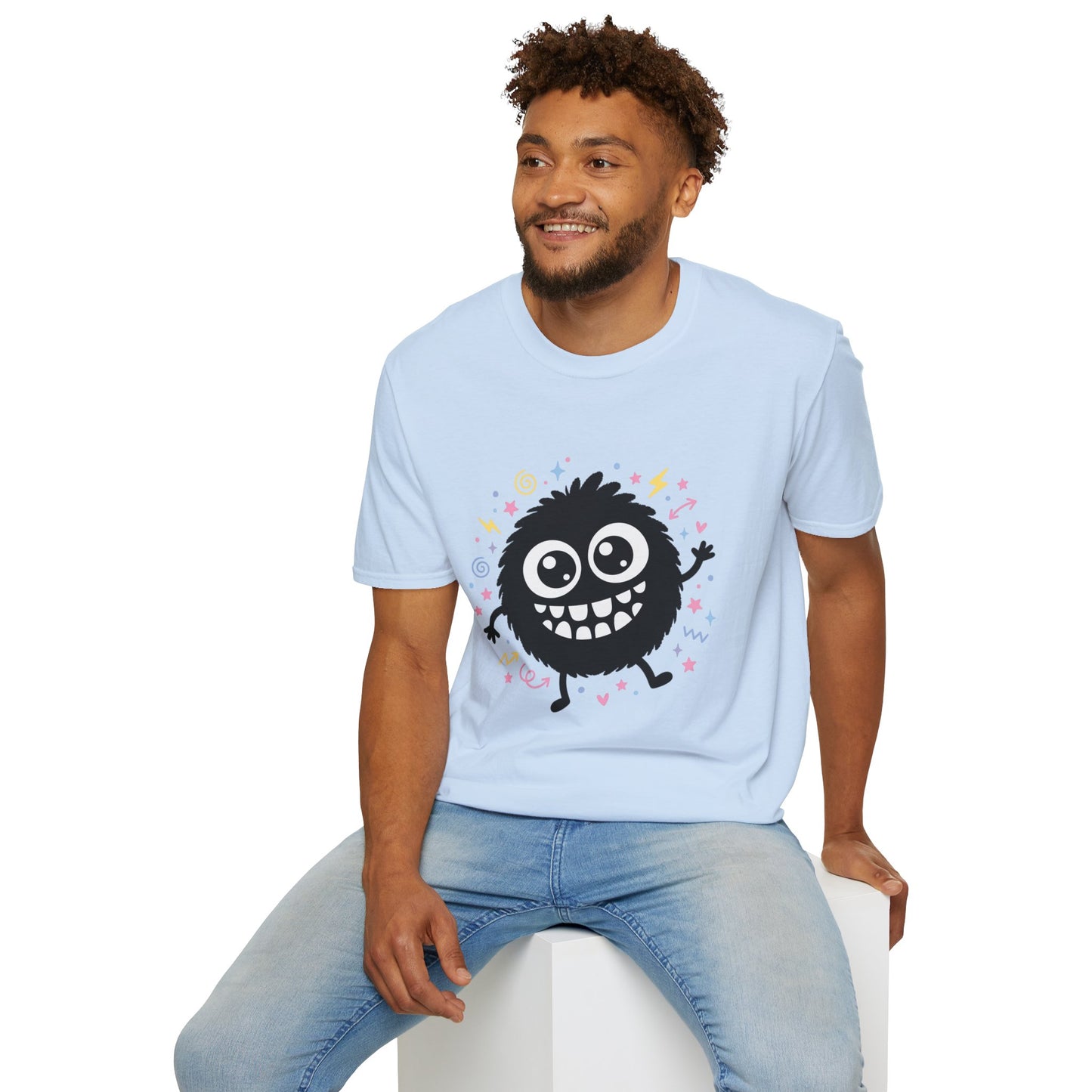 Cute Fuzzy Monster T-Shirt — Playful Cartoon Graphic Tee for Kids & Adults