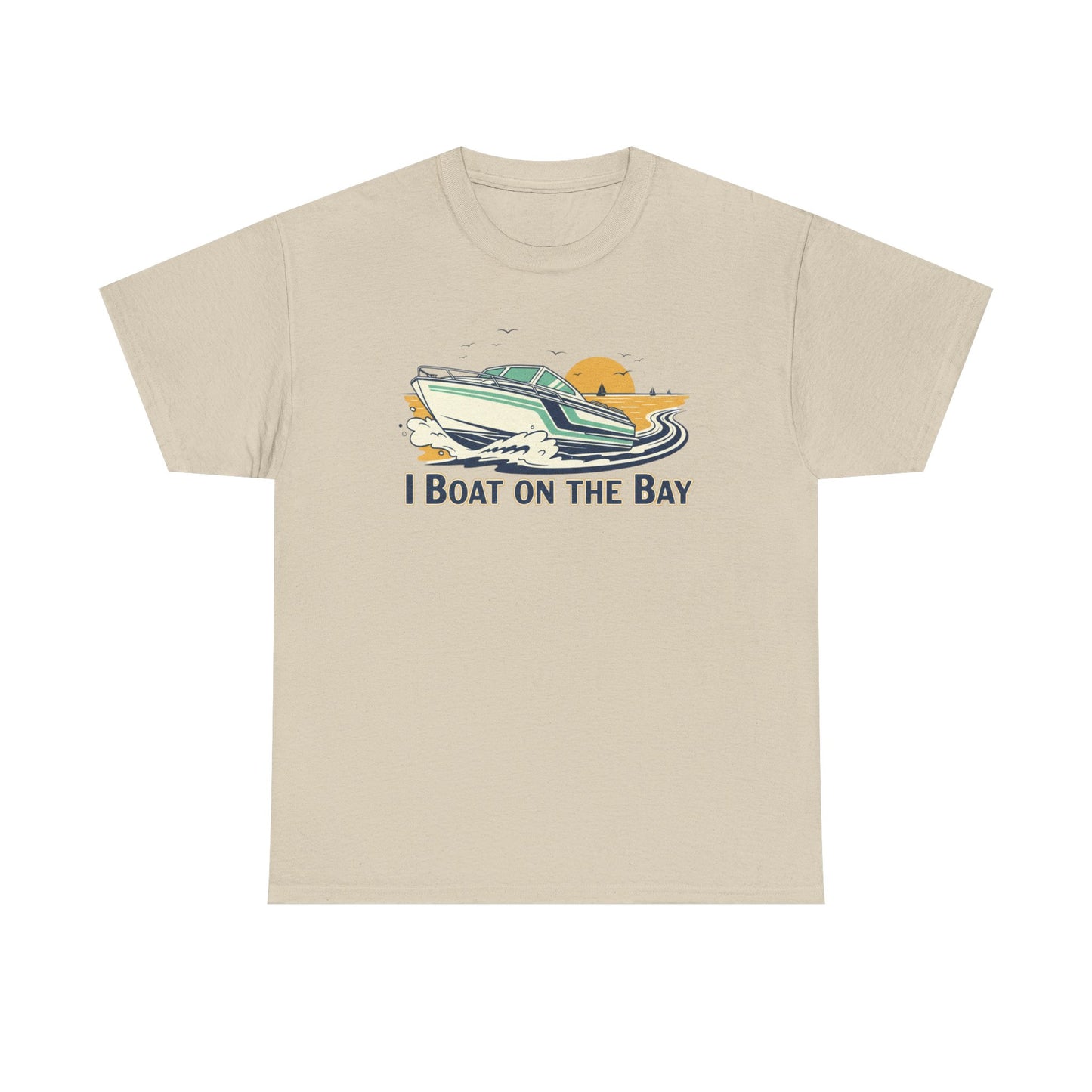 Boat on the Bay T-Shirt — Retro Motorboat Sunset Tee Printify