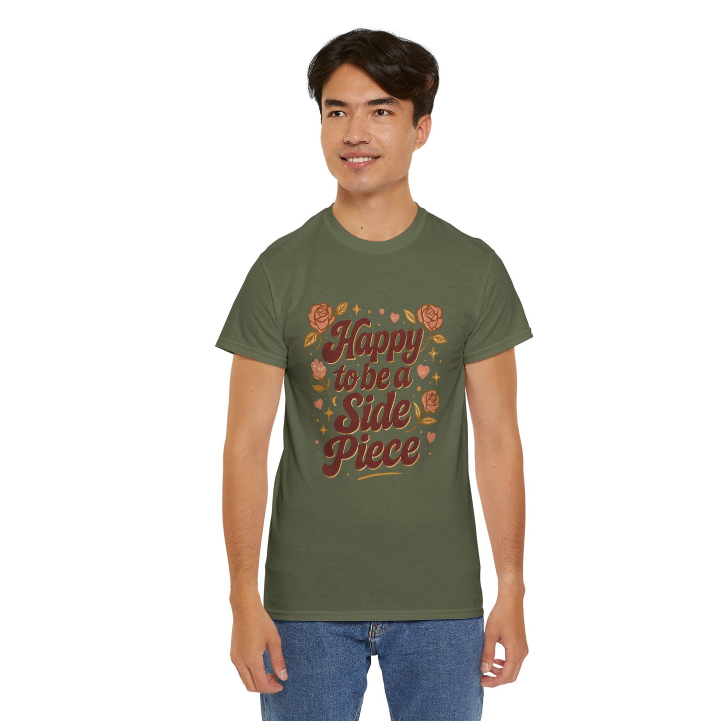Happy to Be a Side Piece Tee — Retro Floral Statement T-Shirt