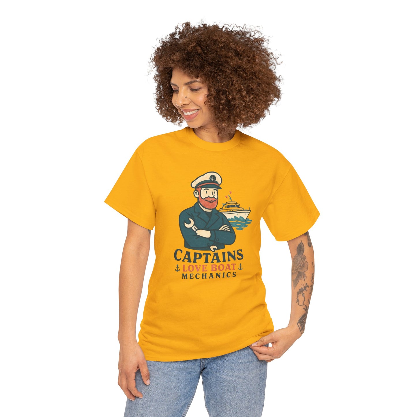 Captain Mechanics T‑Shirt — "Captains Love Boat Mechanics" Nautical Crew Tee