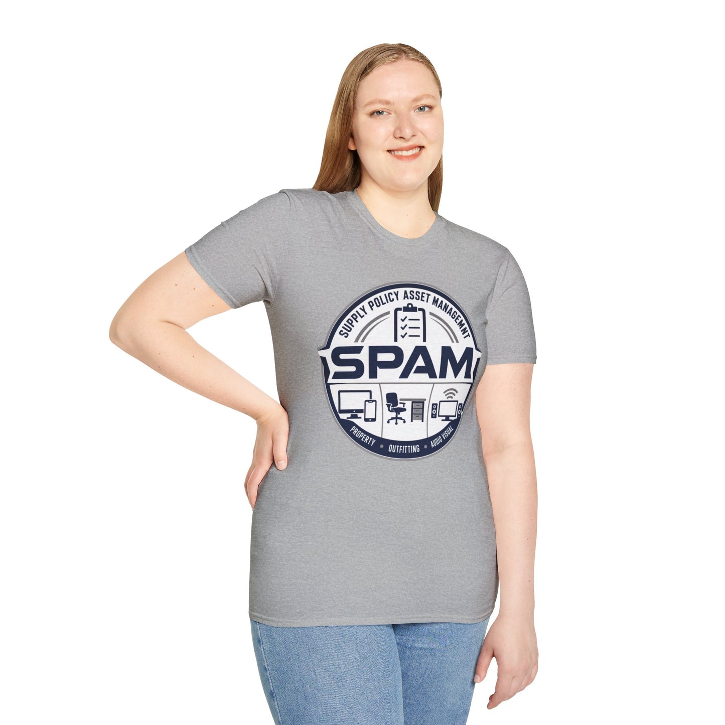 SPAM Supply Policy Asset Management T-Shirt — Logistics/ IT / Admin Graphic Tee