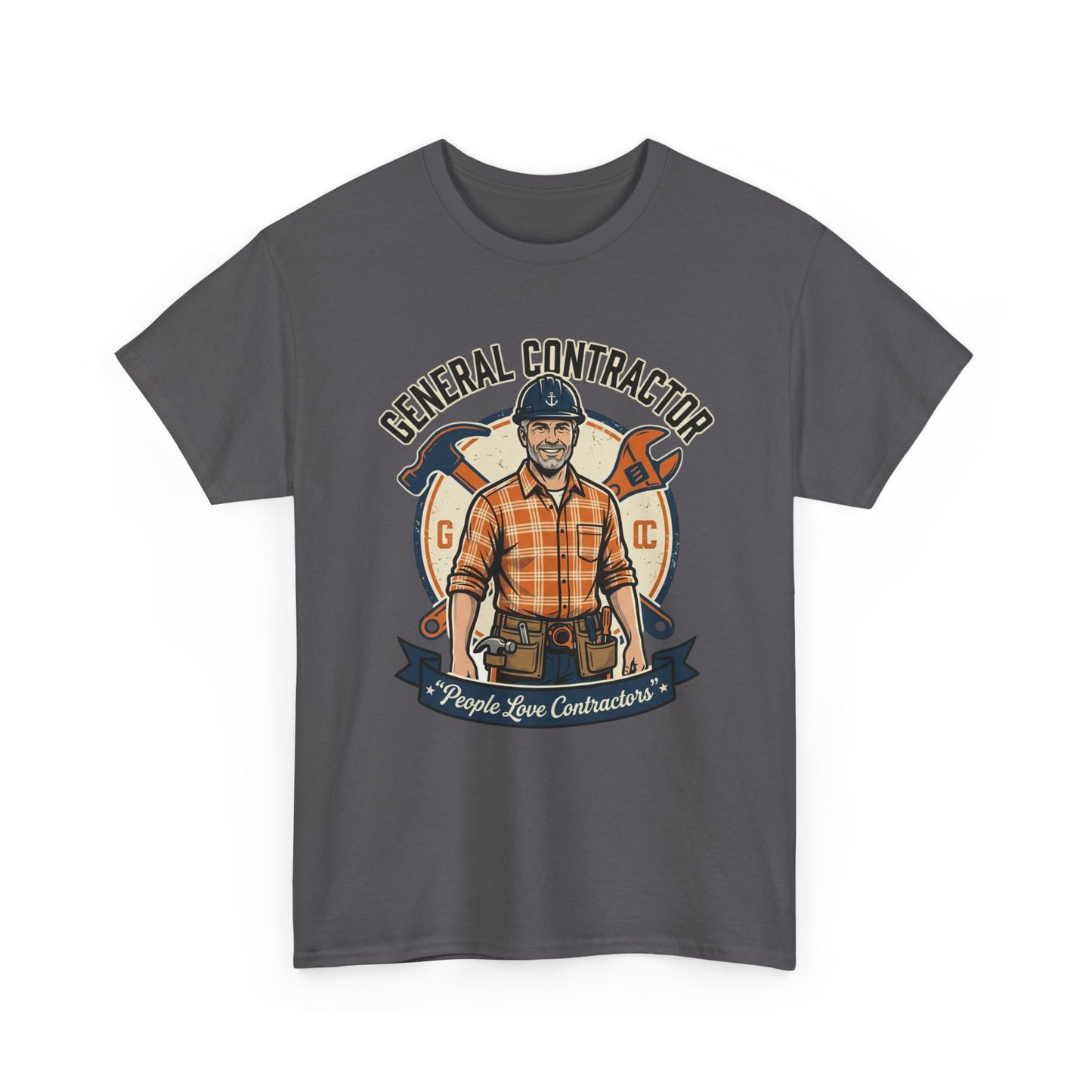 General Contractor T-Shirt — Vintage Construction Worker Logo Tee Printify