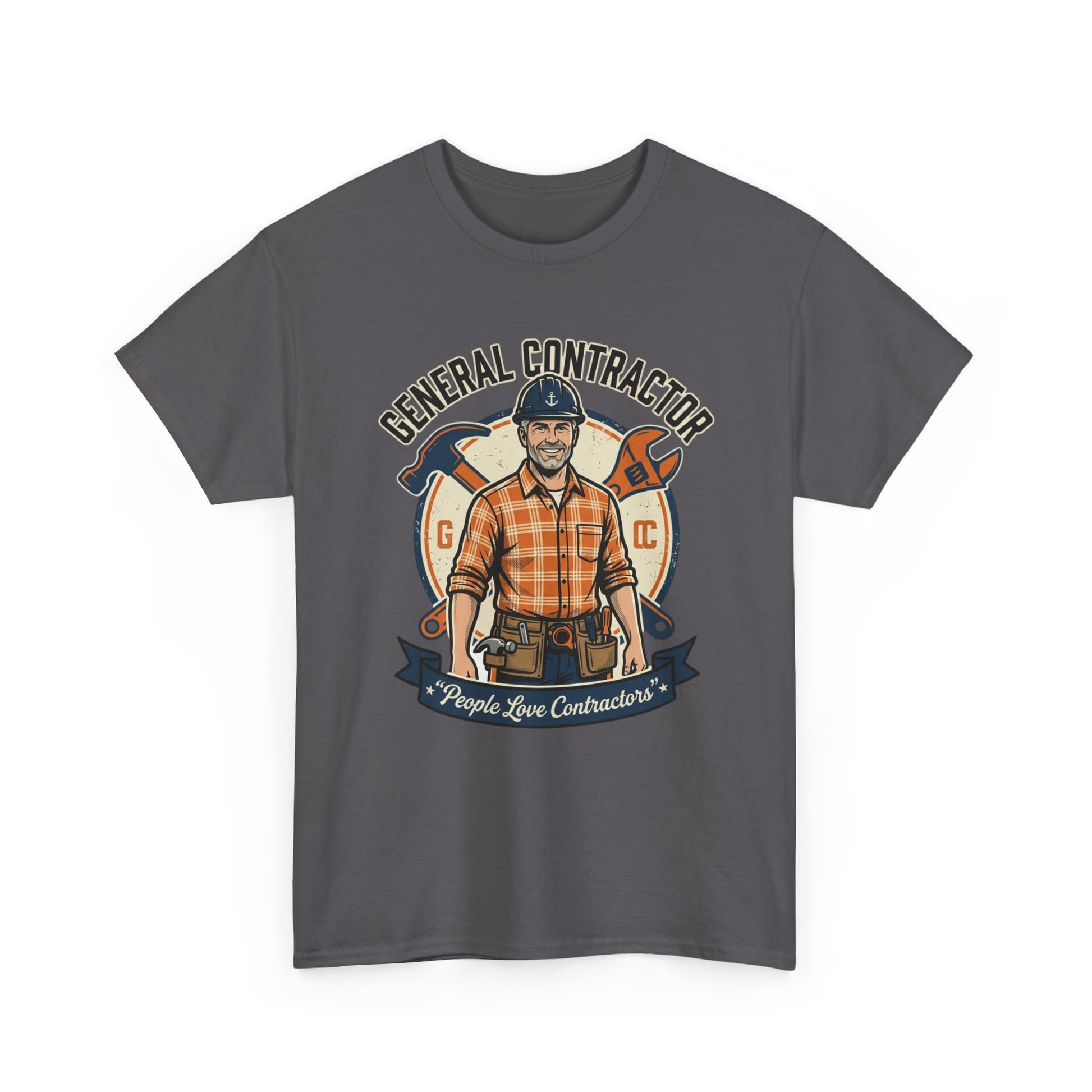 General Contractor T-Shirt — Vintage Construction Worker Logo Tee Printify