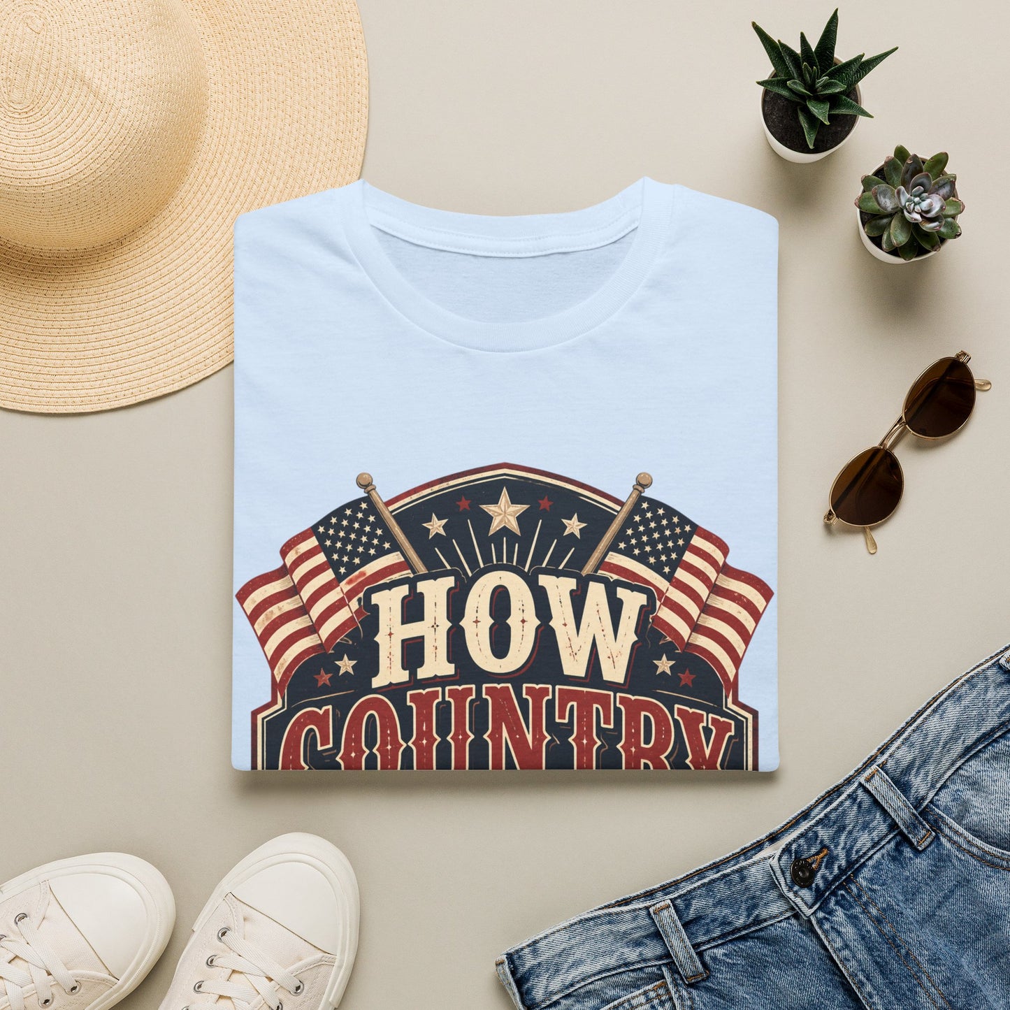 How Country Are You? T-Shirt — Vintage American Flag Country Graphic Tee