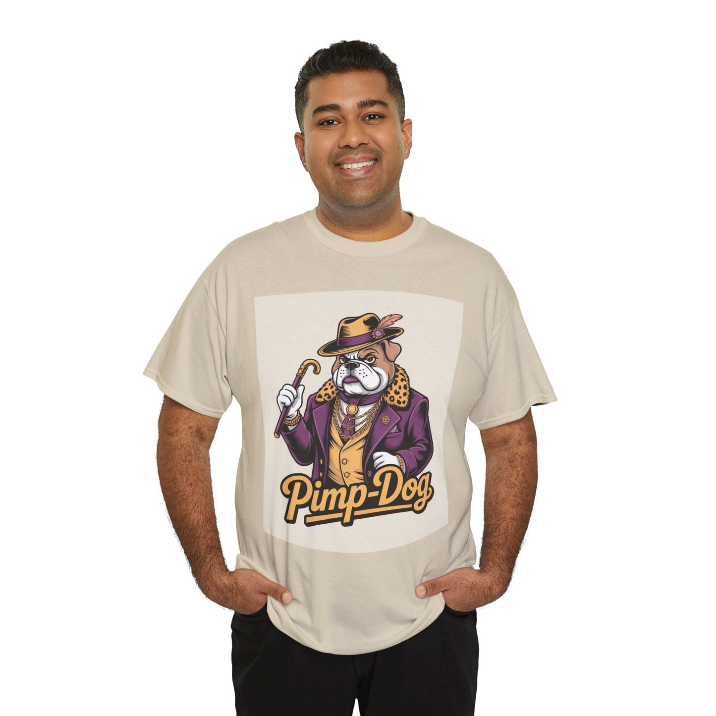 Pimp-Dog Graphic Tee — Retro Bulldog Character Shirt Printify